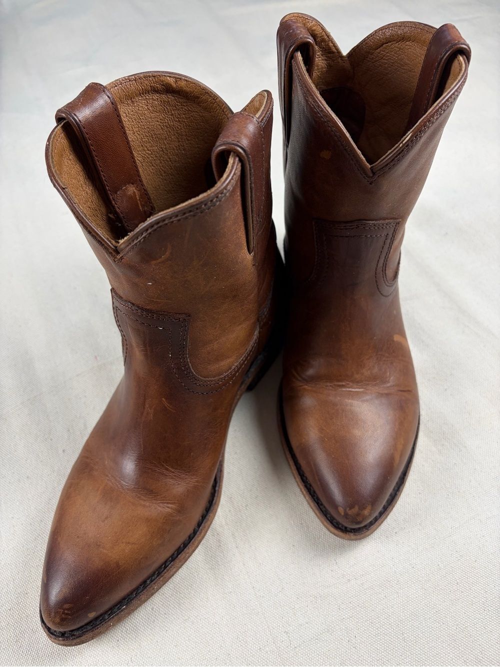 Frye Billy Short Boots Womens 7B Cognac Leather Western Cowboy 3470435